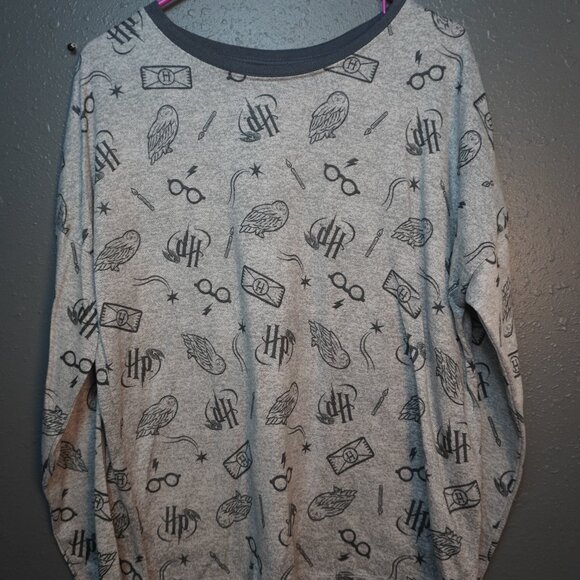 Wizarding World Harry Potter Womens Cozy 2 Piece Pajama Set Gray Size Medium - Picture 4 of 8